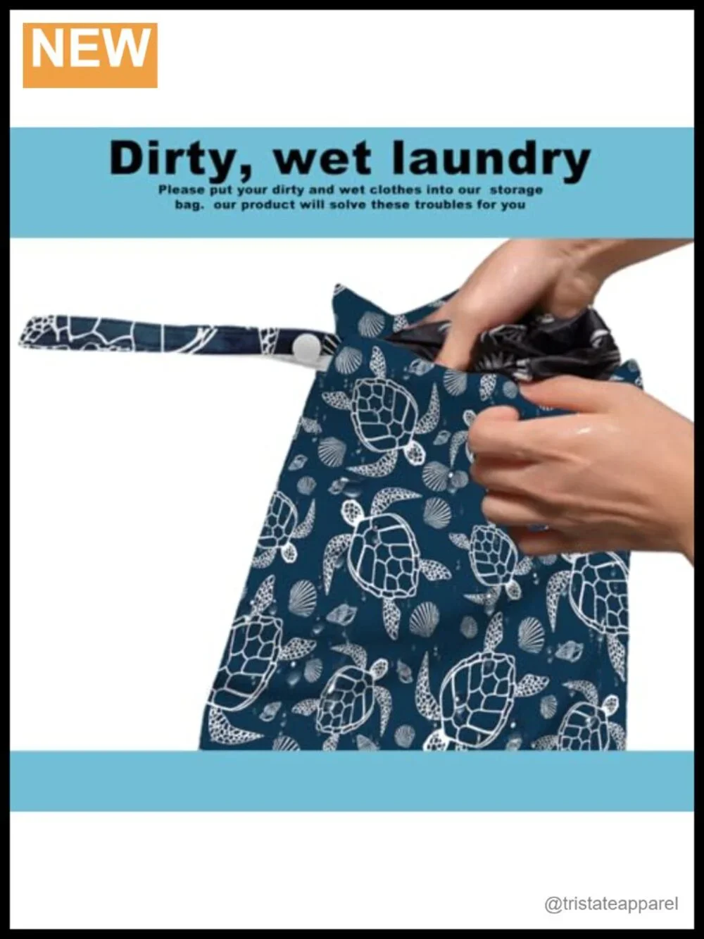 2Pcs Turtle Wet Bag 12x10 Inch Waterproof Reusable Travel Laundry Bag for Swim